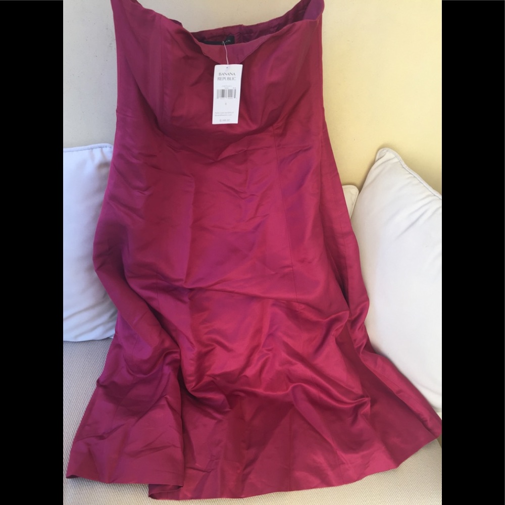 Banana Republic SILK dress 👗 lined light plum dark pink 6 - Picture 4 of 8